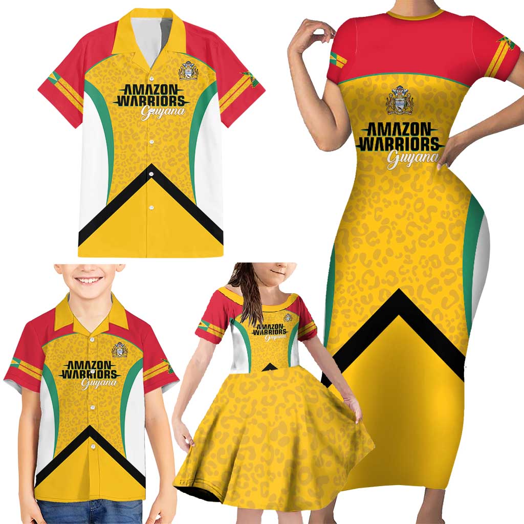 Guyana Cricket Custom Family Matching Short Sleeve Bodycon Dress and Hawaiian Shirt Amazon Warriors Est 2013 Version - Wonder Print Shop