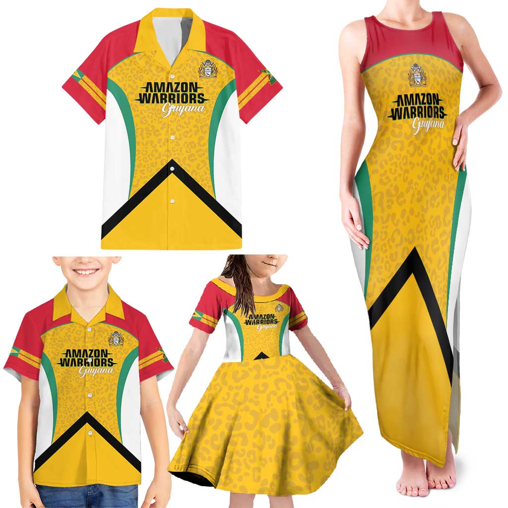 Guyana Cricket Custom Family Matching Tank Maxi Dress and Hawaiian Shirt Amazon Warriors Est 2013 Version - Wonder Print Shop