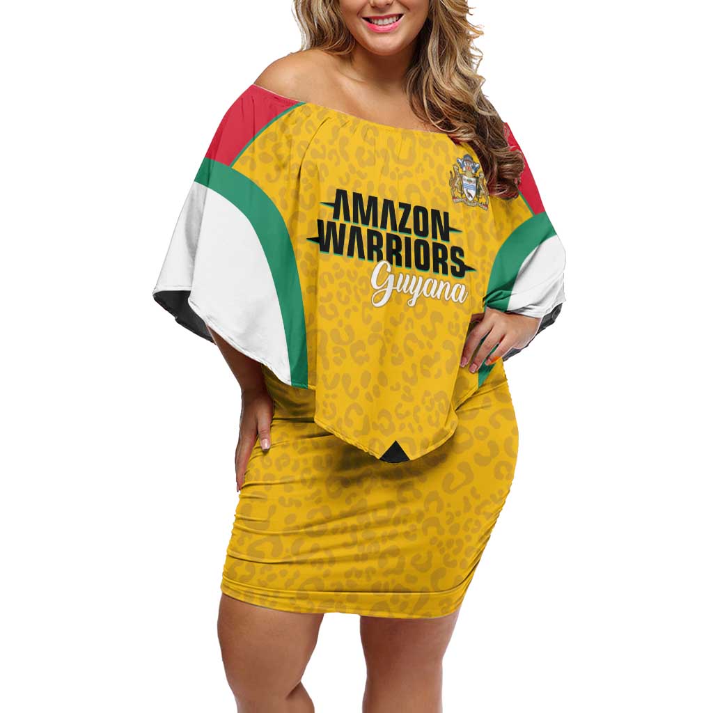 Guyana Cricket Custom Off Shoulder Short Dress Amazon Warriors Est 2013 Version - Wonder Print Shop