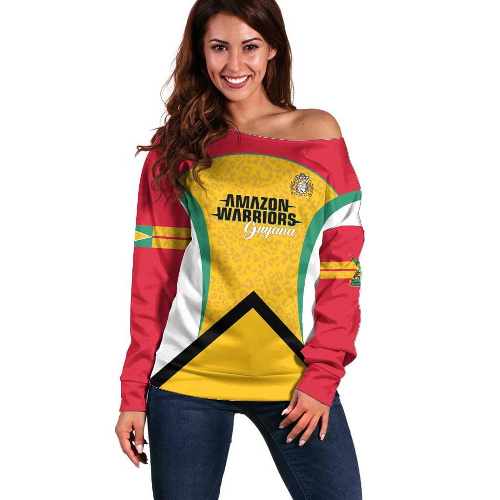 Guyana Cricket Custom Off Shoulder Sweater Amazon Warriors Est 2013 Version - Wonder Print Shop