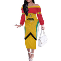 Guyana Cricket Custom Off The Shoulder Long Sleeve Dress Amazon Warriors Est 2013 Version - Wonder Print Shop