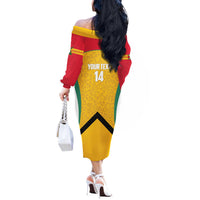 Guyana Cricket Custom Off The Shoulder Long Sleeve Dress Amazon Warriors Est 2013 Version - Wonder Print Shop