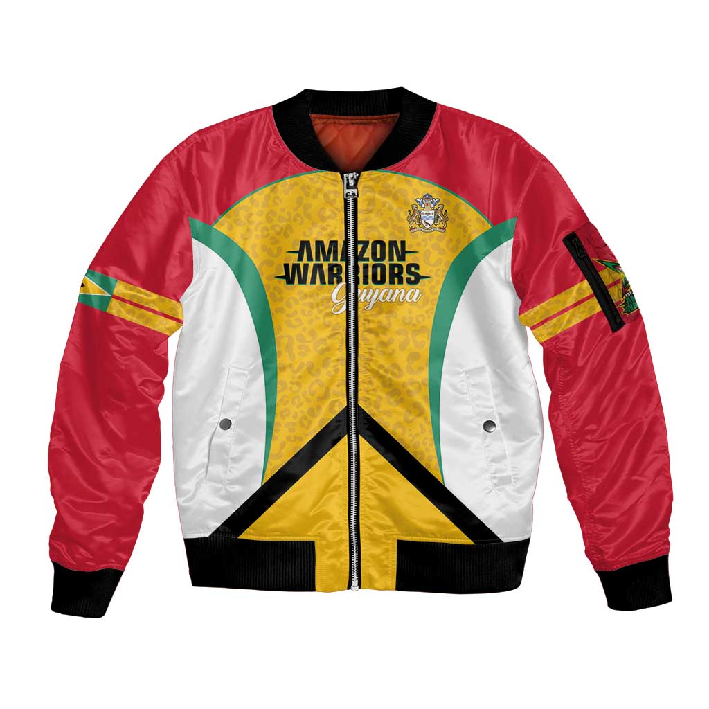 Guyana Cricket Custom Sleeve Zip Bomber Jacket Amazon Warriors Est 2013 Version - Wonder Print Shop