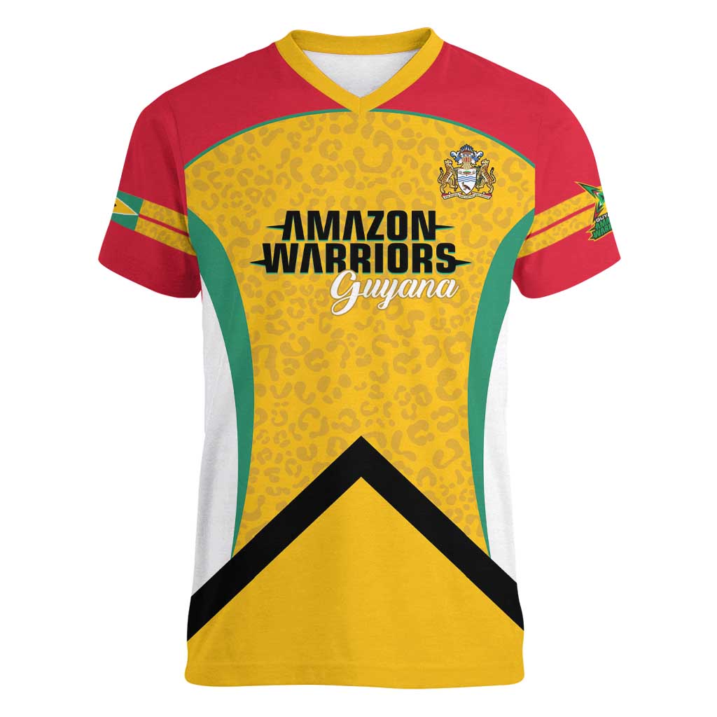 Guyana Cricket Custom Women V-Neck T-Shirt Amazon Warriors Est 2013 Version - Wonder Print Shop