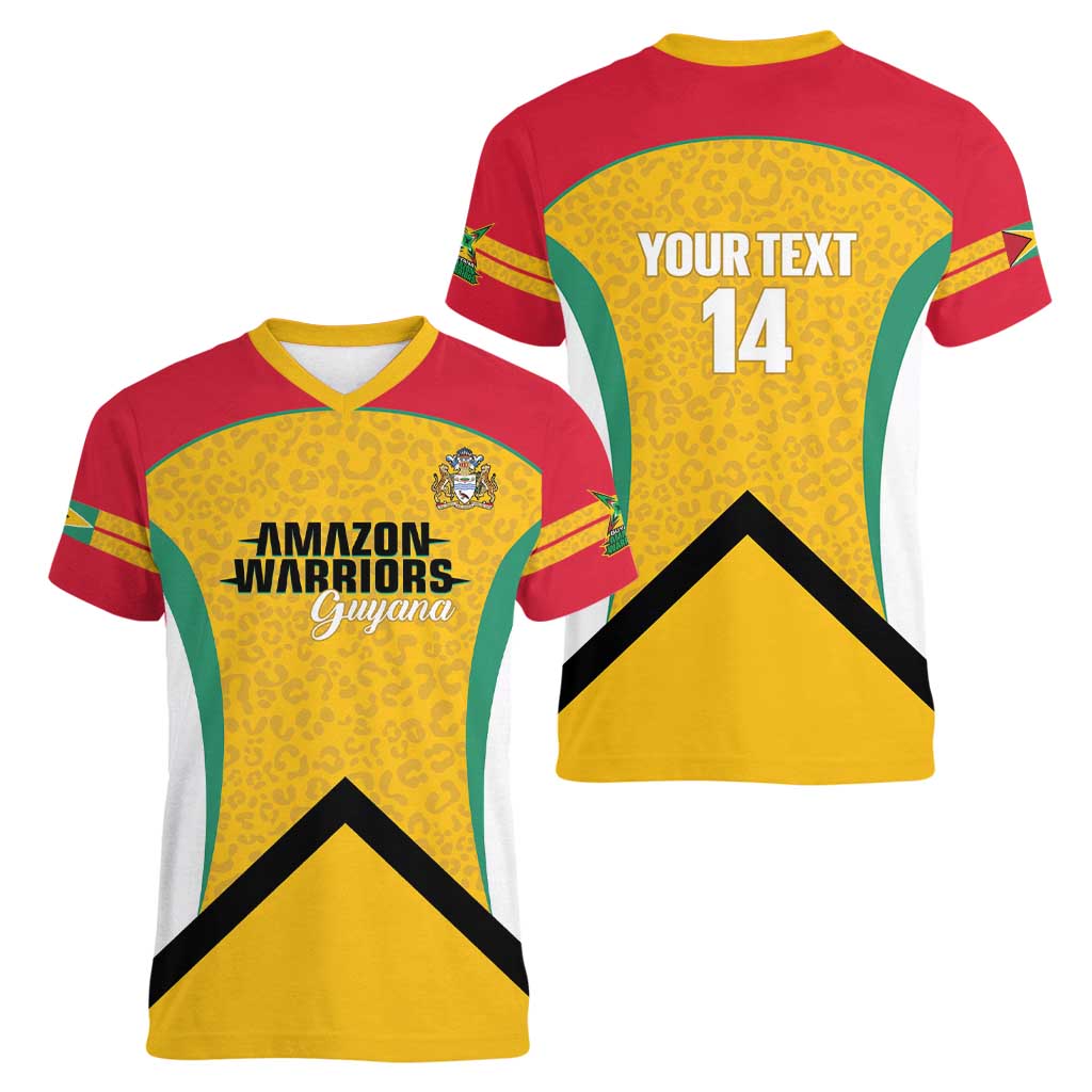 Guyana Cricket Custom Women V-Neck T-Shirt Amazon Warriors Est 2013 Version - Wonder Print Shop