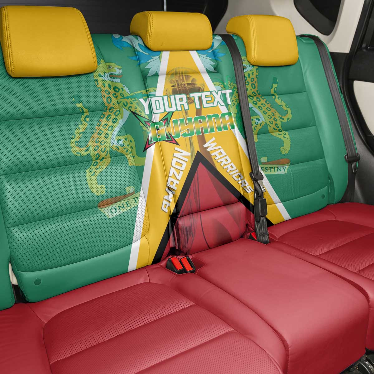 Custom Guyana Cricket Amazon Warriors Back Car Seat Cover Flag Style - Wonder Print Shop
