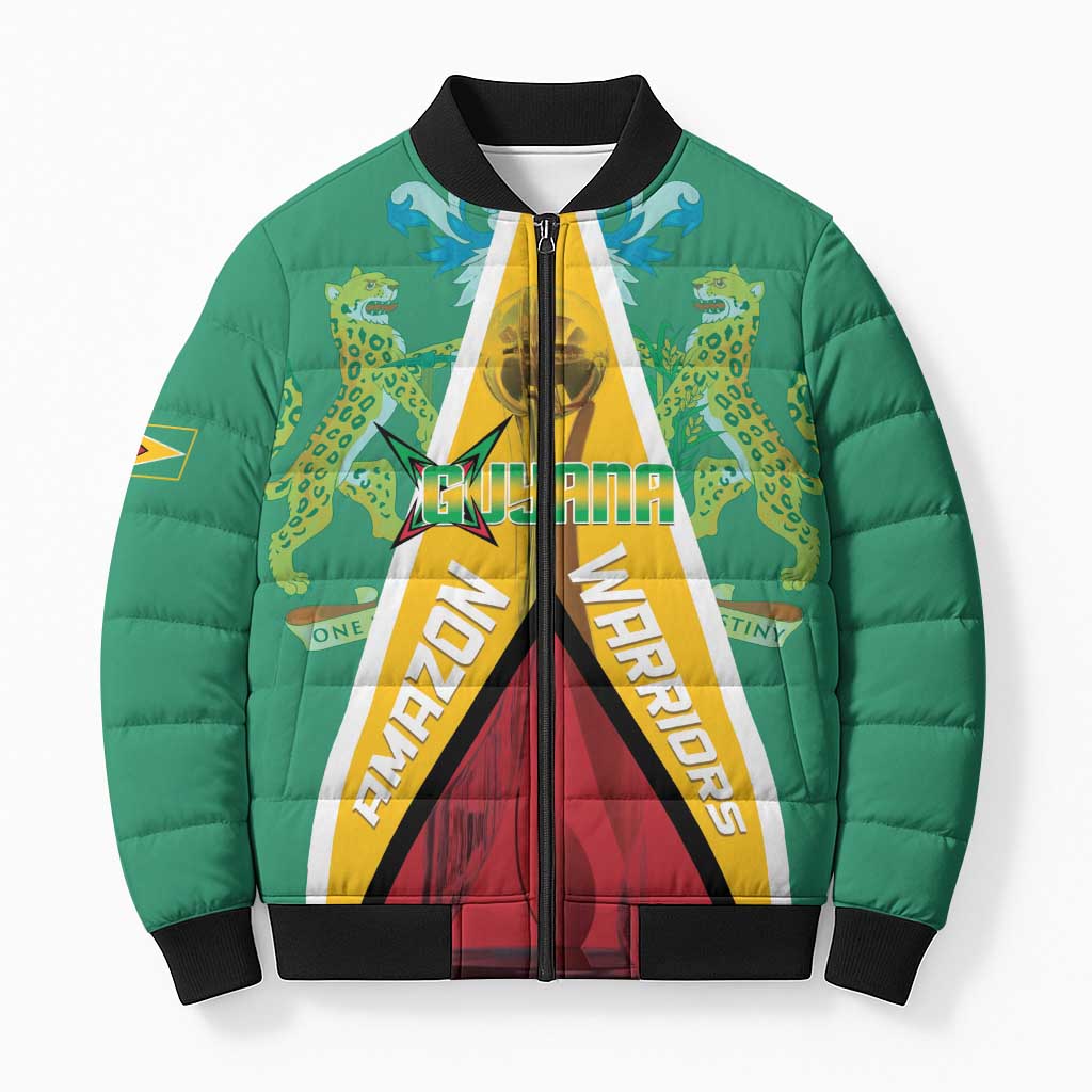 Custom Guyana Cricket Amazon Warriors Bomber Puffer Jacket Flag Style - Wonder Print Shop
