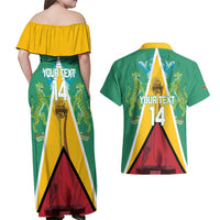 Custom Guyana Cricket Amazon Warriors Couples Matching Off Shoulder Maxi Dress and Hawaiian Shirt Flag Style - Wonder Print Shop
