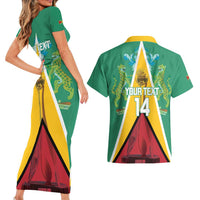 Custom Guyana Cricket Amazon Warriors Couples Matching Short Sleeve Bodycon Dress and Hawaiian Shirt Flag Style - Wonder Print Shop