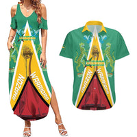 Custom Guyana Cricket Amazon Warriors Couples Matching Summer Maxi Dress and Hawaiian Shirt Flag Style - Wonder Print Shop