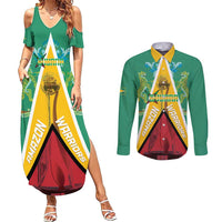 Custom Guyana Cricket Amazon Warriors Couples Matching Summer Maxi Dress and Long Sleeve Button Shirt Flag Style - Wonder Print Shop