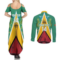 Custom Guyana Cricket Amazon Warriors Couples Matching Summer Maxi Dress and Long Sleeve Button Shirt Flag Style - Wonder Print Shop
