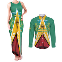 Custom Guyana Cricket Amazon Warriors Couples Matching Tank Maxi Dress and Long Sleeve Button Shirt Flag Style - Wonder Print Shop