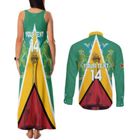 Custom Guyana Cricket Amazon Warriors Couples Matching Tank Maxi Dress and Long Sleeve Button Shirt Flag Style - Wonder Print Shop