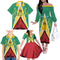 Custom Guyana Cricket Amazon Warriors Family Matching Off The Shoulder Long Sleeve Dress and Hawaiian Shirt Flag Style - Wonder Print Shop