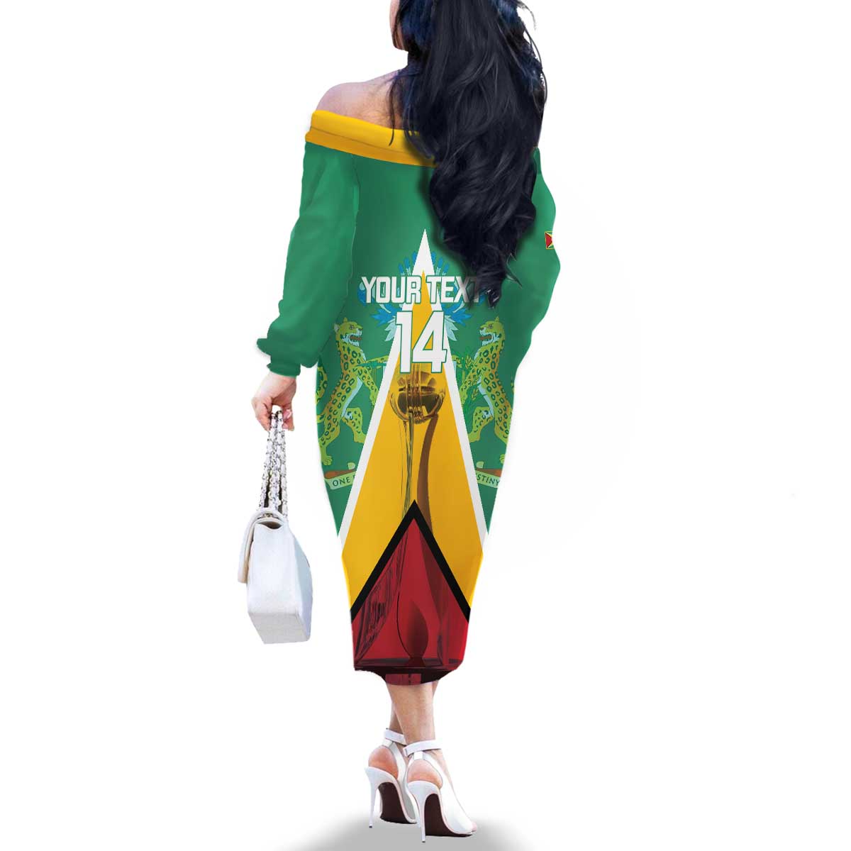 Custom Guyana Cricket Amazon Warriors Family Matching Off The Shoulder Long Sleeve Dress and Hawaiian Shirt Flag Style - Wonder Print Shop