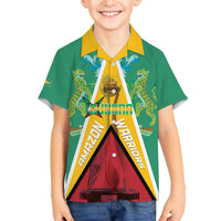 Custom Guyana Cricket Amazon Warriors Family Matching Off The Shoulder Long Sleeve Dress and Hawaiian Shirt Flag Style - Wonder Print Shop