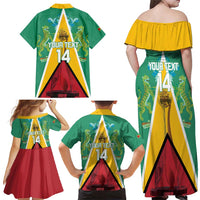 Custom Guyana Cricket Amazon Warriors Family Matching Off Shoulder Maxi Dress and Hawaiian Shirt Flag Style - Wonder Print Shop