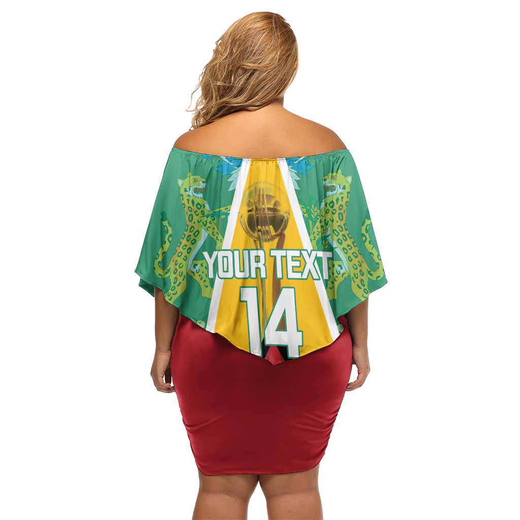 Custom Guyana Cricket Amazon Warriors Family Matching Off Shoulder Short Dress and Hawaiian Shirt Flag Style - Wonder Print Shop