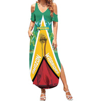 Custom Guyana Cricket Amazon Warriors Family Matching Summer Maxi Dress and Hawaiian Shirt Flag Style - Wonder Print Shop