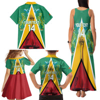 Custom Guyana Cricket Amazon Warriors Family Matching Tank Maxi Dress and Hawaiian Shirt Flag Style - Wonder Print Shop