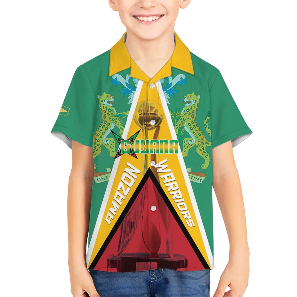 Custom Guyana Cricket Amazon Warriors Kid Hawaiian Shirt Flag Style - Wonder Print Shop
