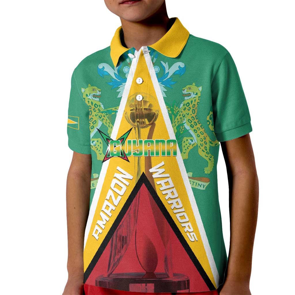 Custom Guyana Cricket Amazon Warriors Kid Polo Shirt Flag Style - Wonder Print Shop