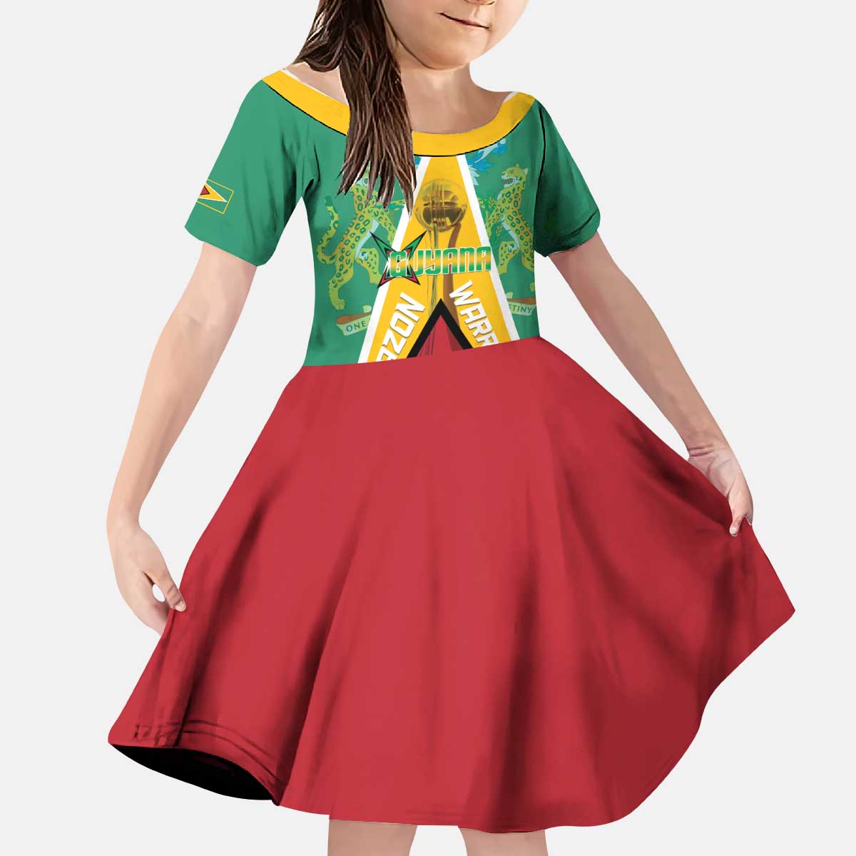 Custom Guyana Cricket Amazon Warriors Kid Short Sleeve Dress Flag Style - Wonder Print Shop