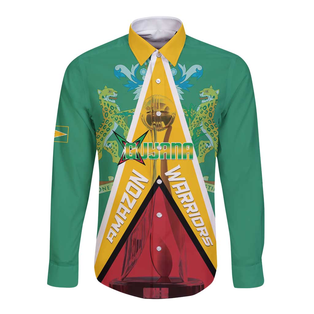 Custom Guyana Cricket Amazon Warriors Long Sleeve Button Shirt Flag Style - Wonder Print Shop