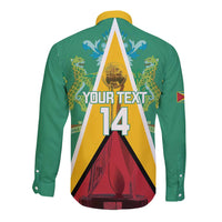 Custom Guyana Cricket Amazon Warriors Long Sleeve Button Shirt Flag Style - Wonder Print Shop