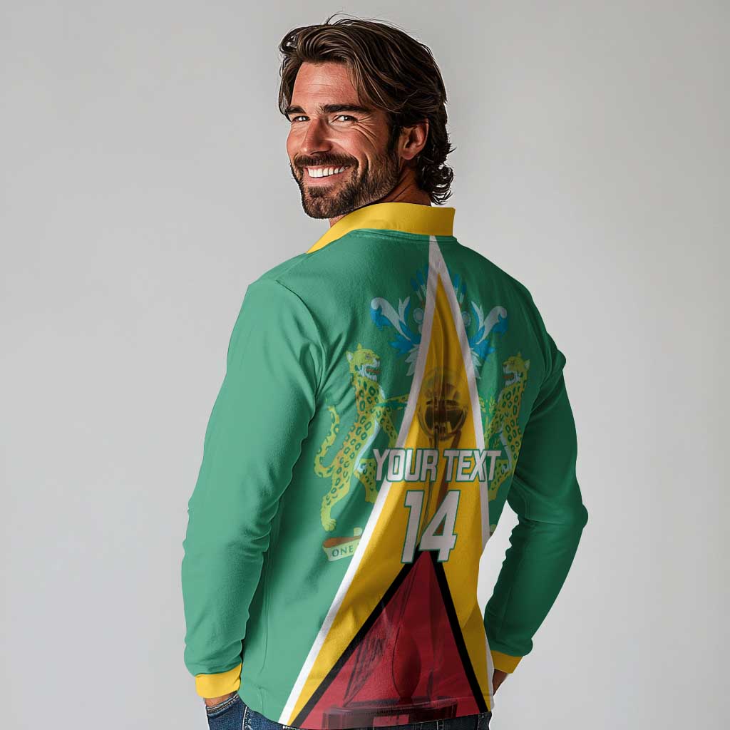Custom Guyana Cricket Amazon Warriors Long Sleeve Polo Shirt Flag Style - Wonder Print Shop