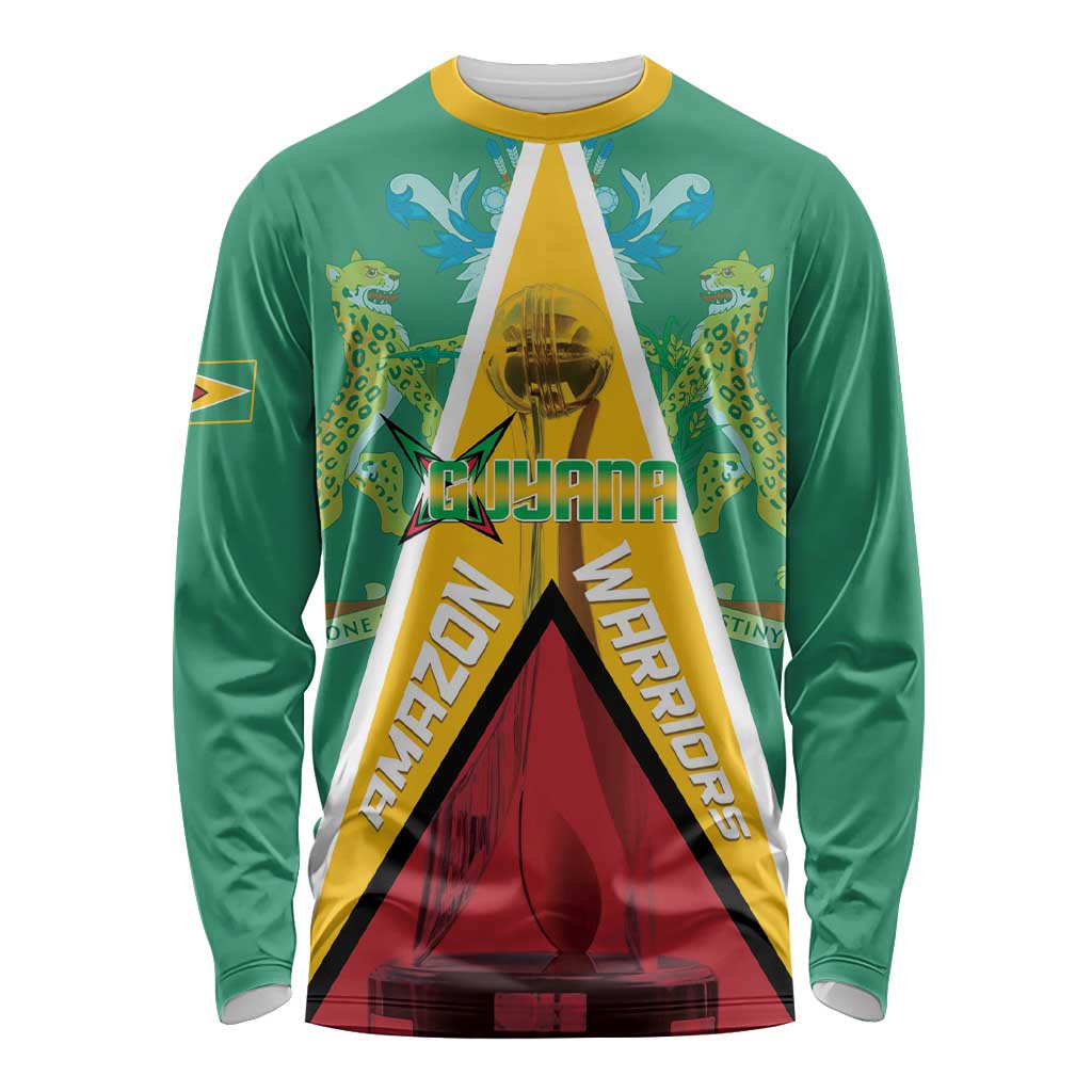 Custom Guyana Cricket Amazon Warriors Long Sleeve Shirt Flag Style - Wonder Print Shop