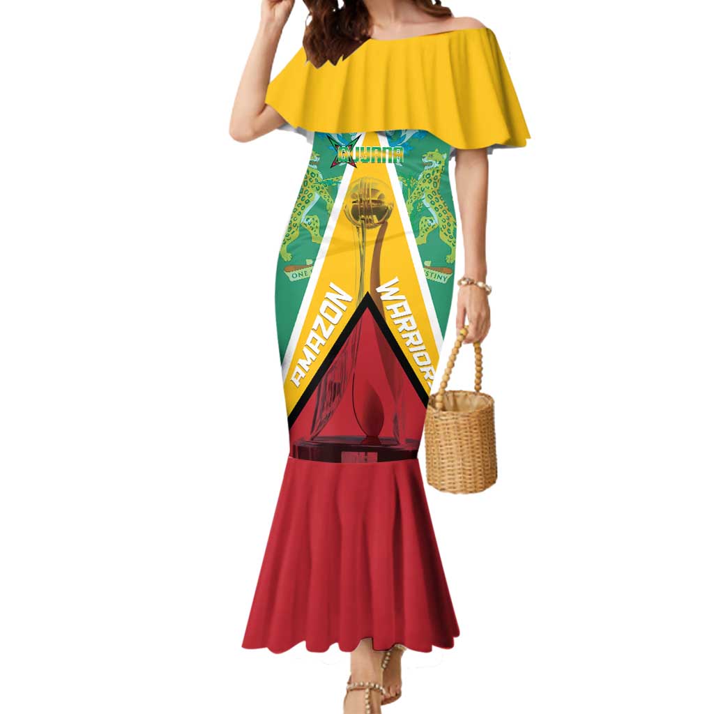 Custom Guyana Cricket Amazon Warriors Mermaid Dress Flag Style - Wonder Print Shop