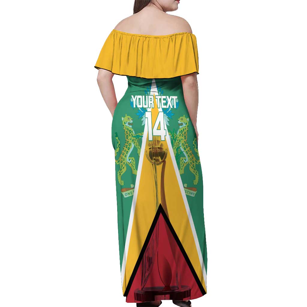 Custom Guyana Cricket Amazon Warriors Off Shoulder Maxi Dress Flag Style - Wonder Print Shop