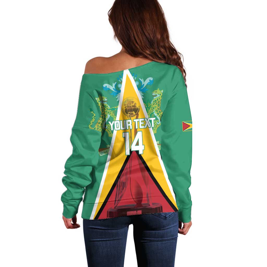 Custom Guyana Cricket Amazon Warriors Off Shoulder Sweater Flag Style - Wonder Print Shop