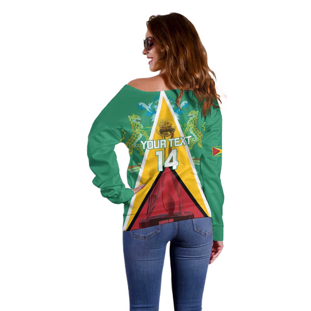 Custom Guyana Cricket Amazon Warriors Off Shoulder Sweater Flag Style - Wonder Print Shop