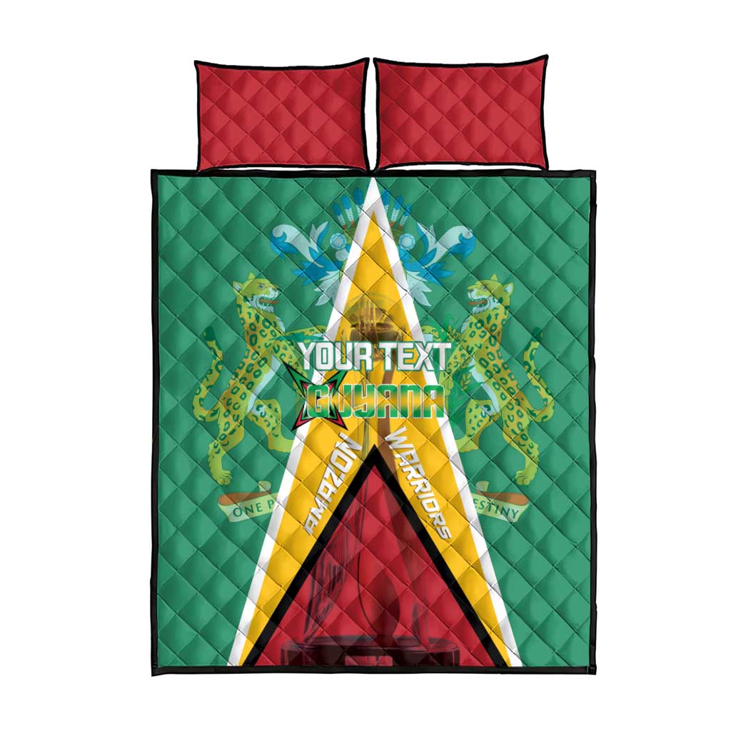 Custom Guyana Cricket Amazon Warriors Quilt Bed Set Flag Style - Wonder Print Shop