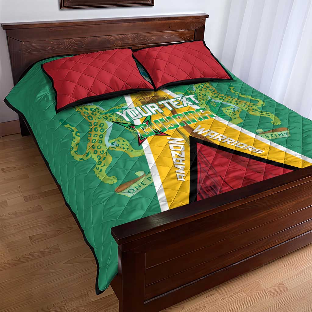 Custom Guyana Cricket Amazon Warriors Quilt Bed Set Flag Style - Wonder Print Shop