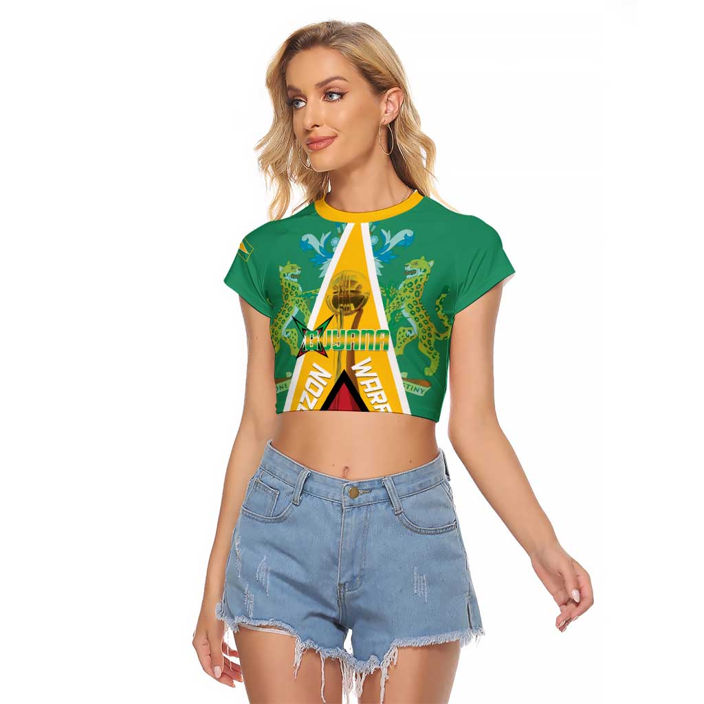 Custom Guyana Cricket Amazon Warriors Raglan Cropped T Shirt Flag Style - Wonder Print Shop