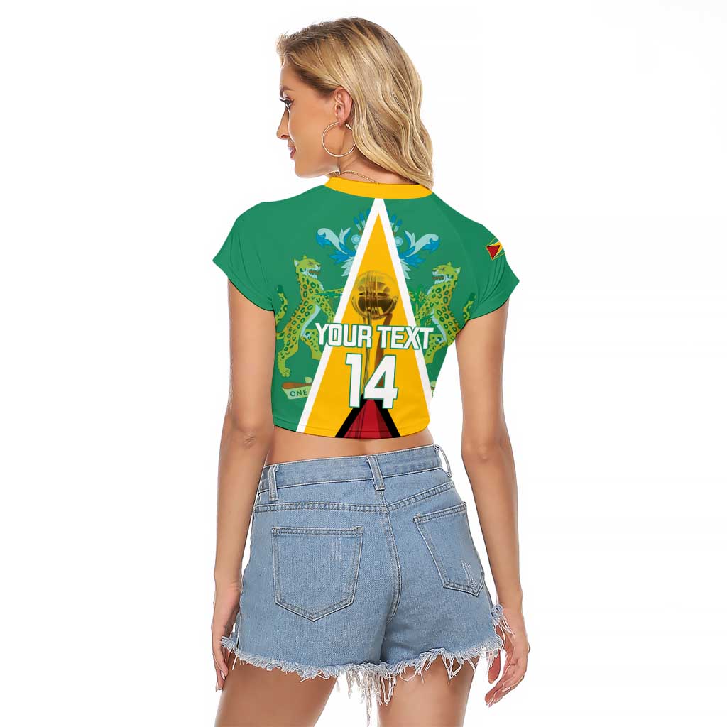 Custom Guyana Cricket Amazon Warriors Raglan Cropped T Shirt Flag Style - Wonder Print Shop