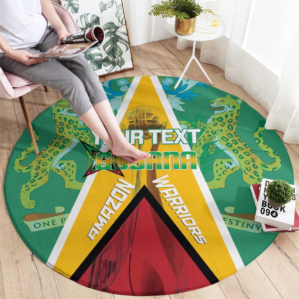 Custom Guyana Cricket Amazon Warriors Round Carpet Flag Style - Wonder Print Shop