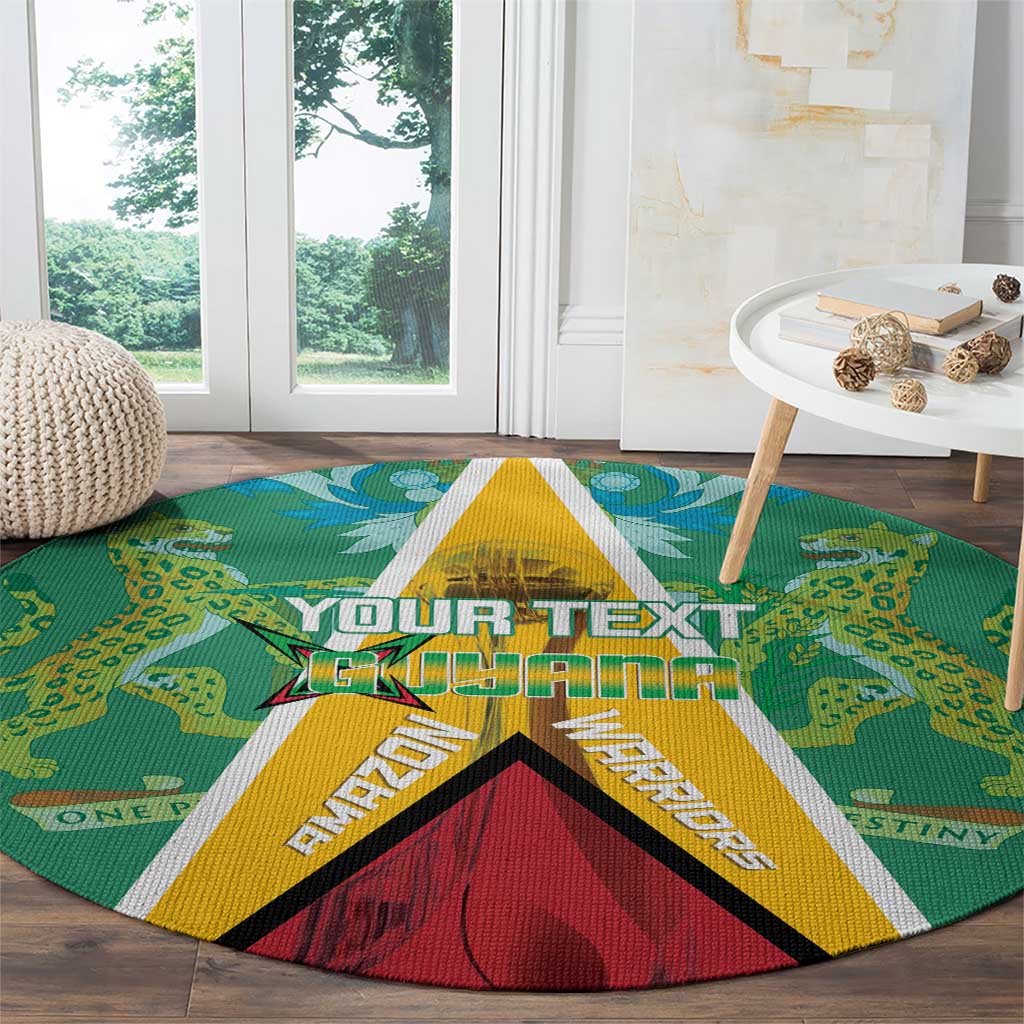 Custom Guyana Cricket Amazon Warriors Round Carpet Flag Style - Wonder Print Shop