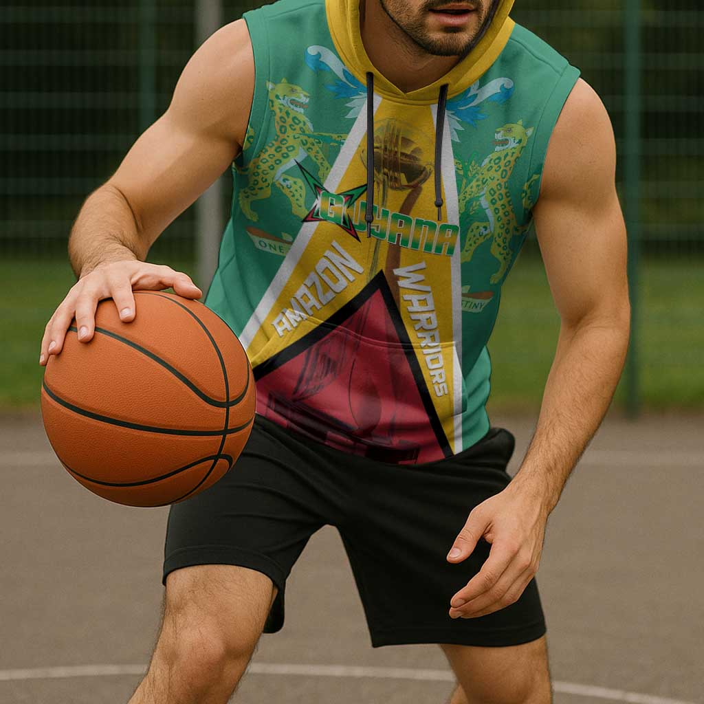 Custom Guyana Cricket Amazon Warriors Sleeveless Hoodie Flag Style - Wonder Print Shop