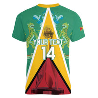 Custom Guyana Cricket Amazon Warriors Women V-Neck T-Shirt Flag Style - Wonder Print Shop