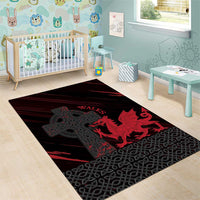 Wales Area Rug Celtic Cross Welsh Red Dragon - Wonder Print Shop
