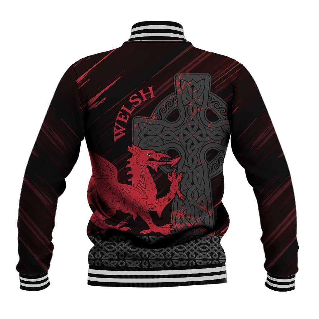 Wales Baseball Jacket Celtic Cross Welsh Red Dragon - Wonder Print Shop