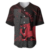 Wales Baseball Jersey Celtic Cross Welsh Red Dragon - Wonder Print Shop