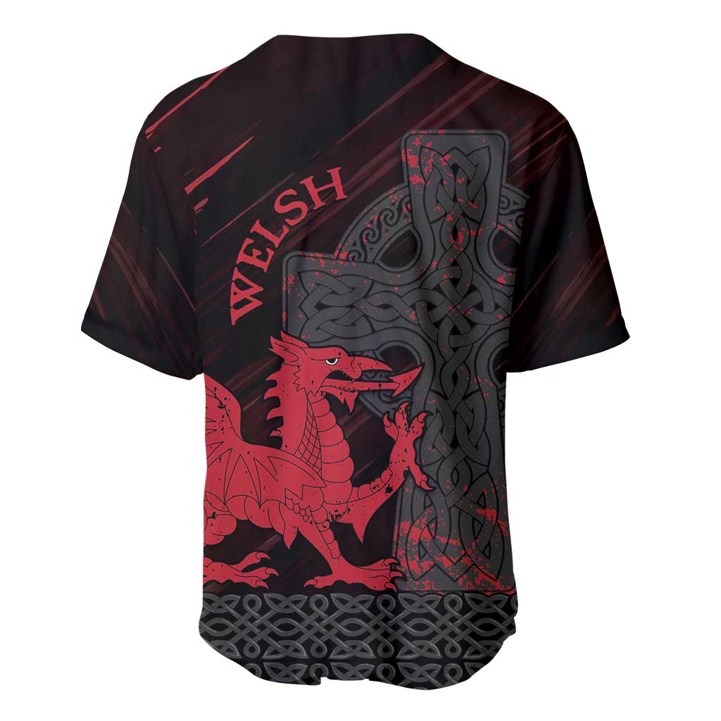 Wales Baseball Jersey Celtic Cross Welsh Red Dragon - Wonder Print Shop