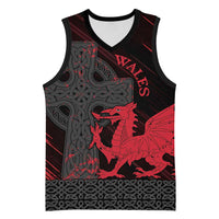 Wales Basketball Jersey Celtic Cross Welsh Red Dragon - Wonder Print Shop