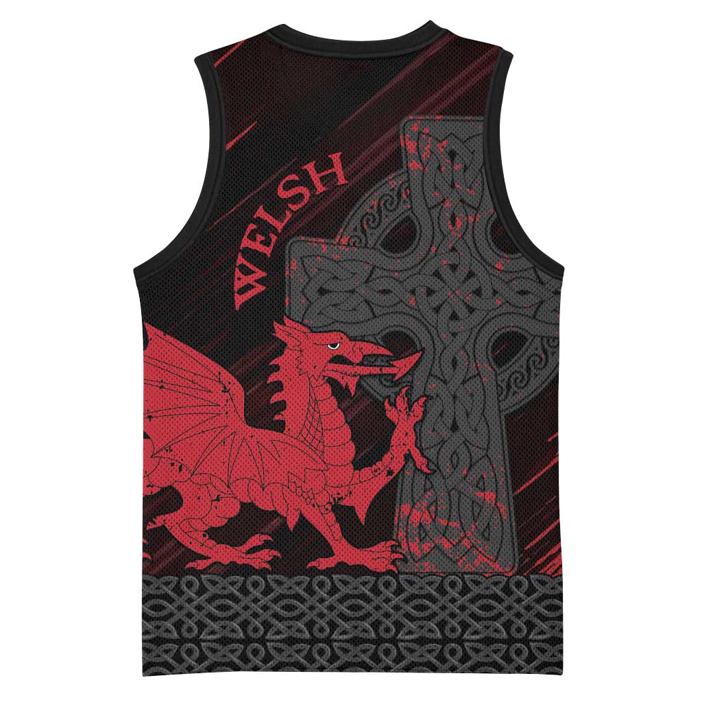 Wales Basketball Jersey Celtic Cross Welsh Red Dragon - Wonder Print Shop
